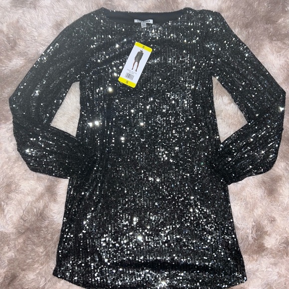 Steve Madden Women’s Sequin Cocktail Mini Dress - Silver & Black - Small NWT - Picture 7 of 12